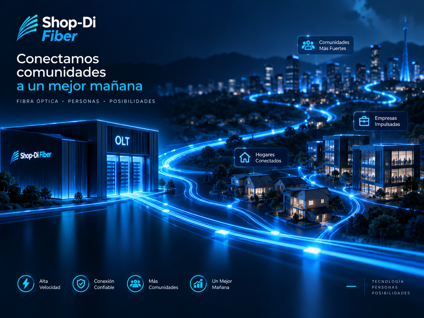 Infraestructura FTTH Shop-Di Fiber conectando comunidades